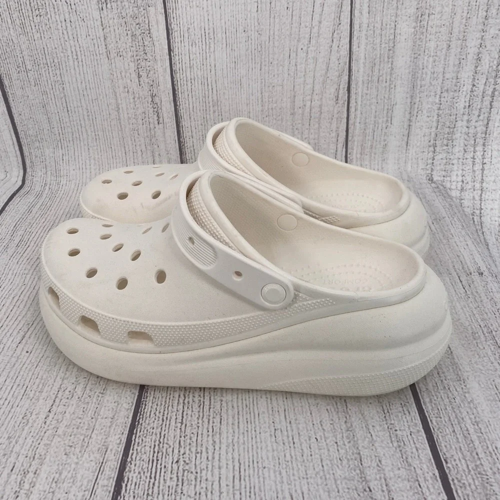Crocs Classic Crush Clog Mens 11 Womens 13 White Platform Chunky Comfort Shoes